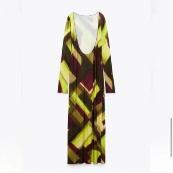 NWOT Zara multicolour abstract geometric print open back midi dress, M - Picture 8 of 14